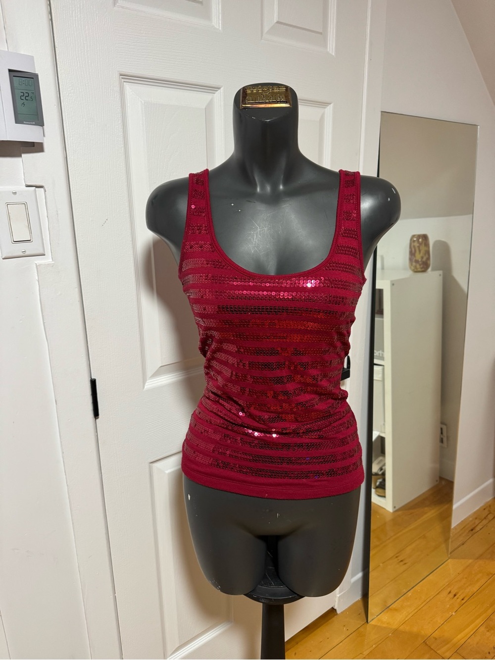 Women's Red Sequin Tank Top